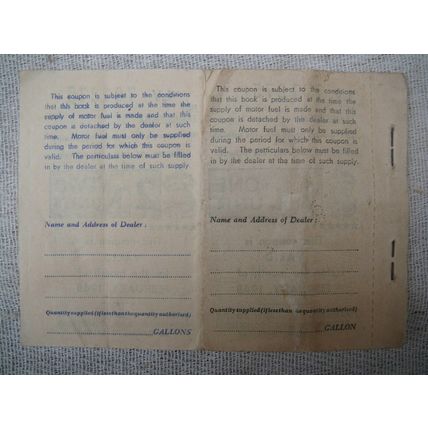 Post War Motorcycle Fuel Ration Book 1-9Hp