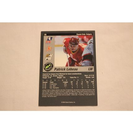 Patrick Lebeau 1993 Classic Pro Hockey Prospects NO. 28
