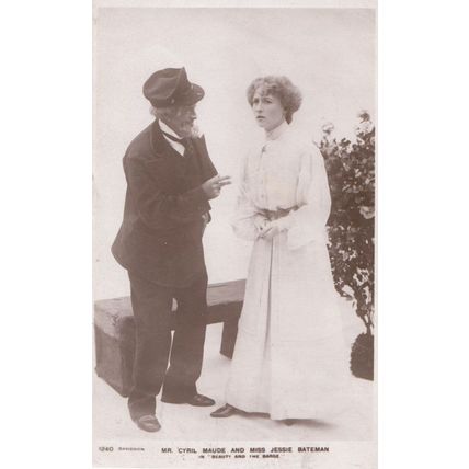 Cyril Maude Jessie Bateman Beauty & The Barge Military Ship Play RPC Postcard