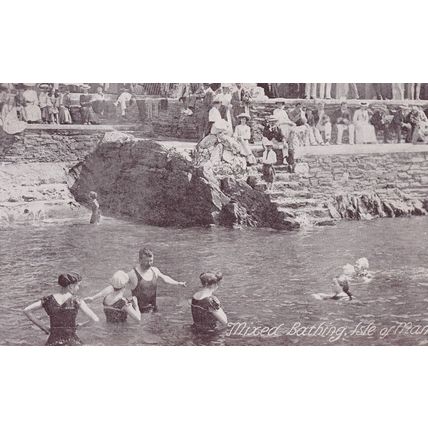 Mixed Bathing Isle Of Man Antique Postcard