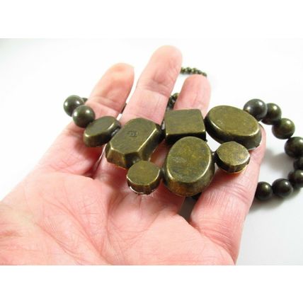 Vintage Signed (NR) Brown Yellow Gem Statement Necklace