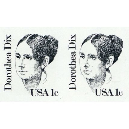 1844a, Mint VF NH RARE Imperforate Pair Error 1¢ Dorothy Dix - Stuart Katz