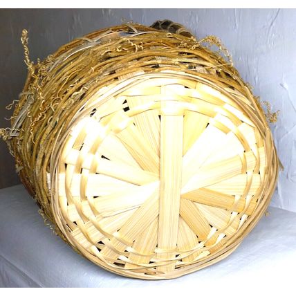 Tall Hoop Handle "Semi-Round" Woven Wicker/Strands Rattan Basket - Beautiful!