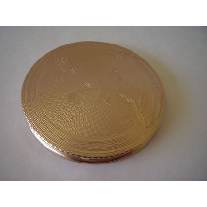 Vintage Lovebirds Powder Compact New Unused Engine Turned Brushed Satin & Gloss