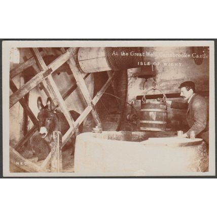 At The Great Well, Carisbrooke Castle, Isle of Wight, c.1910 - Broderick RPPC