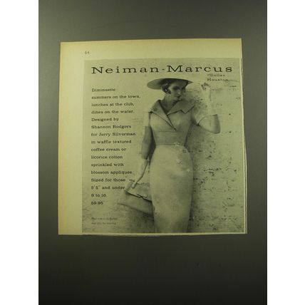 1960 Neiman-Marcus Ad - Dress by Shannon Rodgers for Jerry Silverman