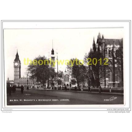 BIG BEN, ST MARGARET'S & WESTMINSTER ABBEY, LONDON, ENGLAND, 1940s?, Postcard