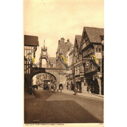 East Gate From Foregate Street, Chester, Cheshire, 30700 Postcard, 1947