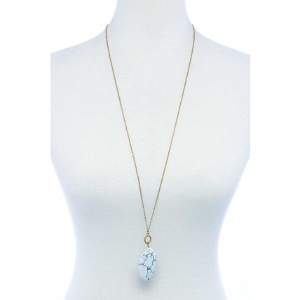 Fashion Oval Stone Pendant Long Necklace