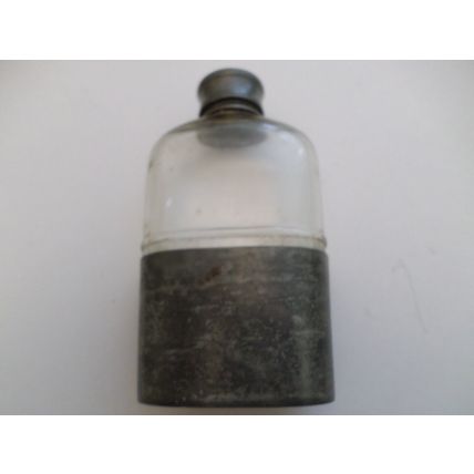Vintage- Made in England - Metal and Glass - 3oz Hip Flask - Swallow Engraved on