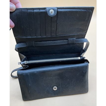 A Beautiful Vintage Rare Cotton/leather Black Bally Crossbody Wristlet Wallet