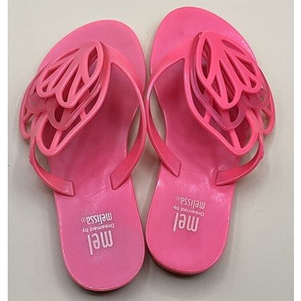 MEL DREAMED BY MELISSA Sandals Butterfly Wing Girls US Size 13 Slip-ons Hot Pink