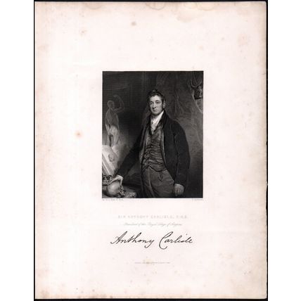 SIR ANTHONY CARLISLE 1842 John Henry Robinson - Martin Shee ANTIQUE ENGRAVING