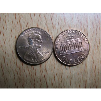 2007d USA 1 Cent Lincoln Memorial Coin