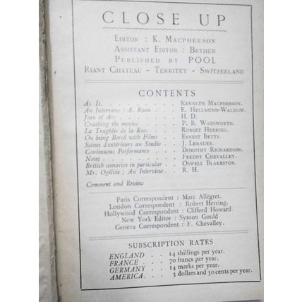 CLOSE UP, Vol. 3 - July-Dec, 1928 Bound volume of 6 issues. Film movie magazine