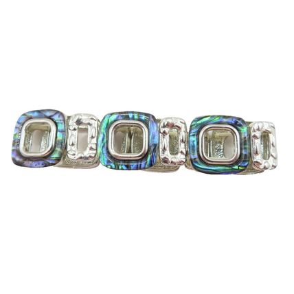Paua Shell Linked Square Stretch Bracelet Ladies Jewellery Gift