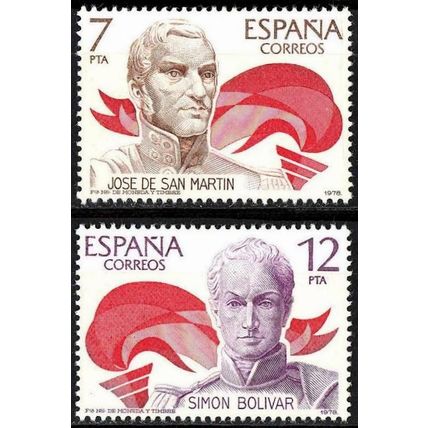 España. 1978. Mi # 2381 / 82. Libertadores de America. San Martin. Bolivar