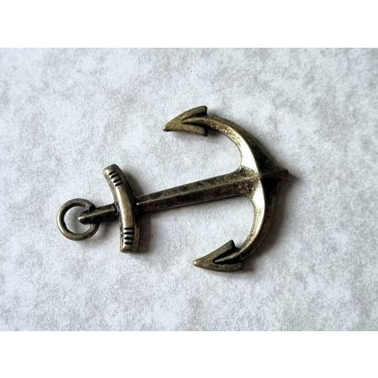 Ship Anchor Pendant in Bronzed Metal, Aged Patina Antique Style, Charm