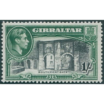 Gibraltar 1942 1s black & green Perf 13 SG127b unused