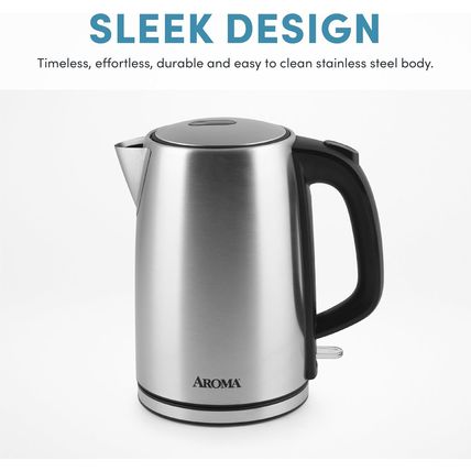 1.7L / 7-Cup Stainless Steel Electric Kettle with Cordless Pouring, Automatic Ke