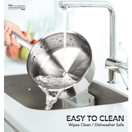 MICHELANGELO 2 Piece Stainless Steel Saucepan Set - 1Qt & 2Qt, Premium German Te