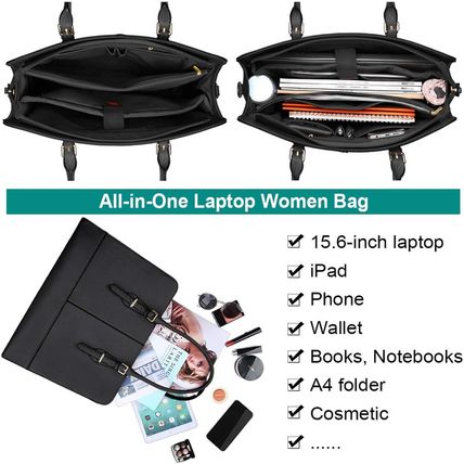 Laptop Bag for Women Leather Work Tote 15.6 Inch Laptop for Computer Bag Waterpr