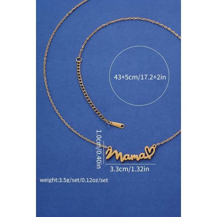 Gold mama Heart Pendant Chain Necklace