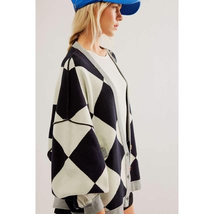 Black Colorblock Drop Shoulder Buttoned Loose Cardigan