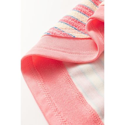 Pink Stripe Buttoned V Neck Collared Drop Shoulder Top