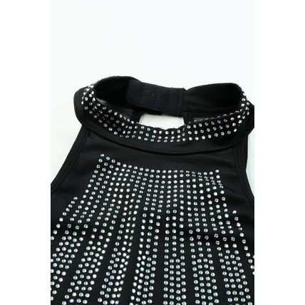 Black High Neck Sleeveless Diamante Bodysuit
