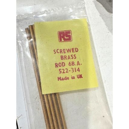 One 6BA Screwed Threaded Brass Rod Studding x 12" (1 foot)