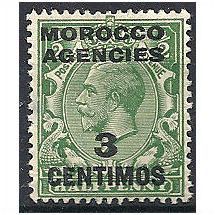 Morocco Agencies 1917 SG128 3c on 1/2d Green Mounted Mint ..