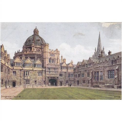 Vintage Colour Postcard - Brasenose College Oxford by A R Quinton Czech Field PO