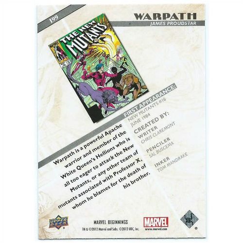 2012 Marvel Beginnings 2 - #199 - Warpath