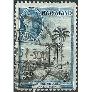 Nyasaland 1945 SG145 3d Black & Light Blue Fine Used ....