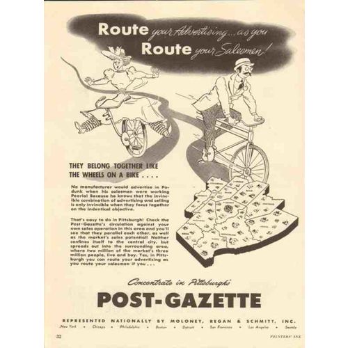 post gazette 1947 pittsburgh pa route your advertising vintage ad