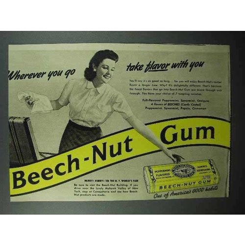 1940 Beech-Nut Gum Ad - Take Flavor With You
