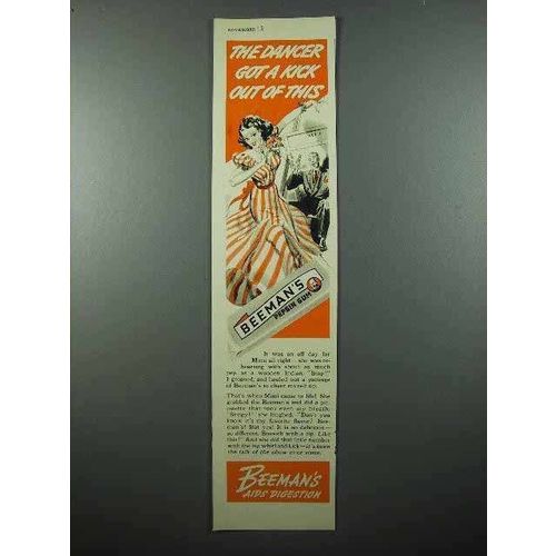 1940 Beeman's Pepsin Gum Ad - Dancer Got a Kick