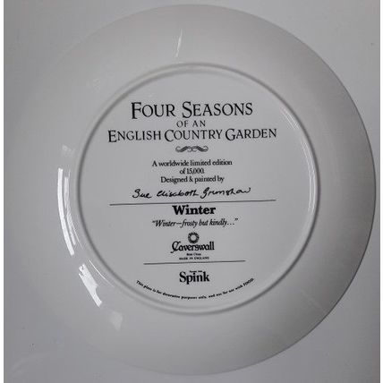 Caverswall WINTER PLATE; Four Seasons of an English Country Garden, vintage