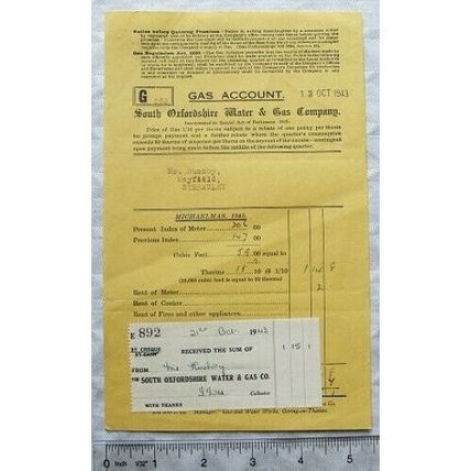 1943 account South Oxfordshire Water & Gas Co., Rushby
