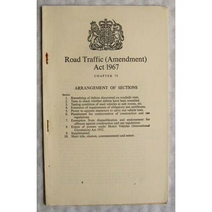 1967 Act of Parliament: motor vehicles & trailers on roads