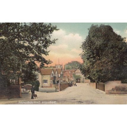 Pangbourne Entrance To Village Of Man With Cross Dog Berkshire Antique Postcard