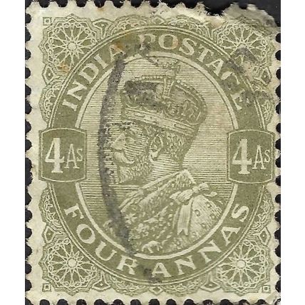 INDIA, King George V, olive 1912, 4anna
