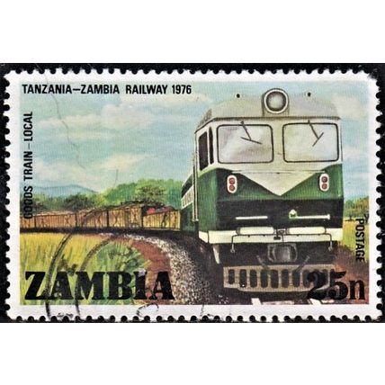 ZAMBIA, 1976 25n Goods Train, SG256 (Scott #165), used