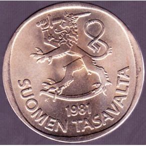 1981 Finland 1 Markka Coin