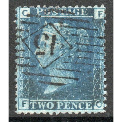 sg45 2d BLUE plate 7 fine used " F C " (BLUES)