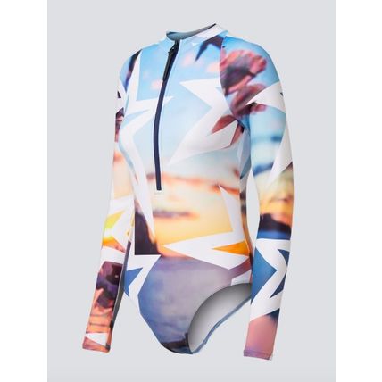 PERFECT MOMENT Ibiza 1/2 Zip Spring Suit Stars Print Long Sleeve ECO Swimsuit
