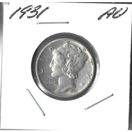 1931 US Silver Mercury Dime AU