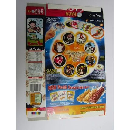 Nestle Frosted Shreddies 2002 Cereal Box Tresure Planet Cosmic Game 500g