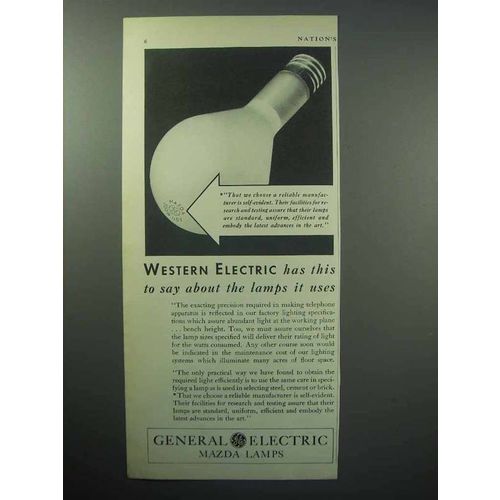 1933 General Electric Mazda Lamps Lightbulb Ad